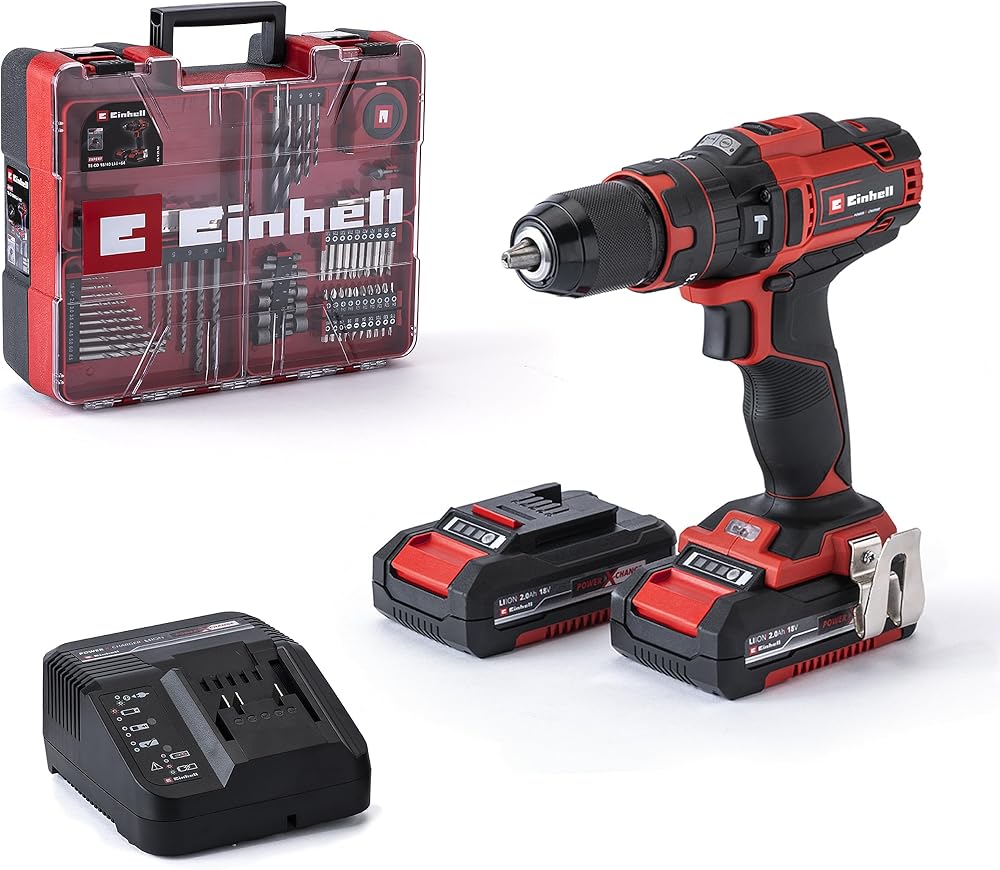 Perceuse-visseuse à percussion Einhell TE-CD 18/40 Li-i avec 64 accessoires