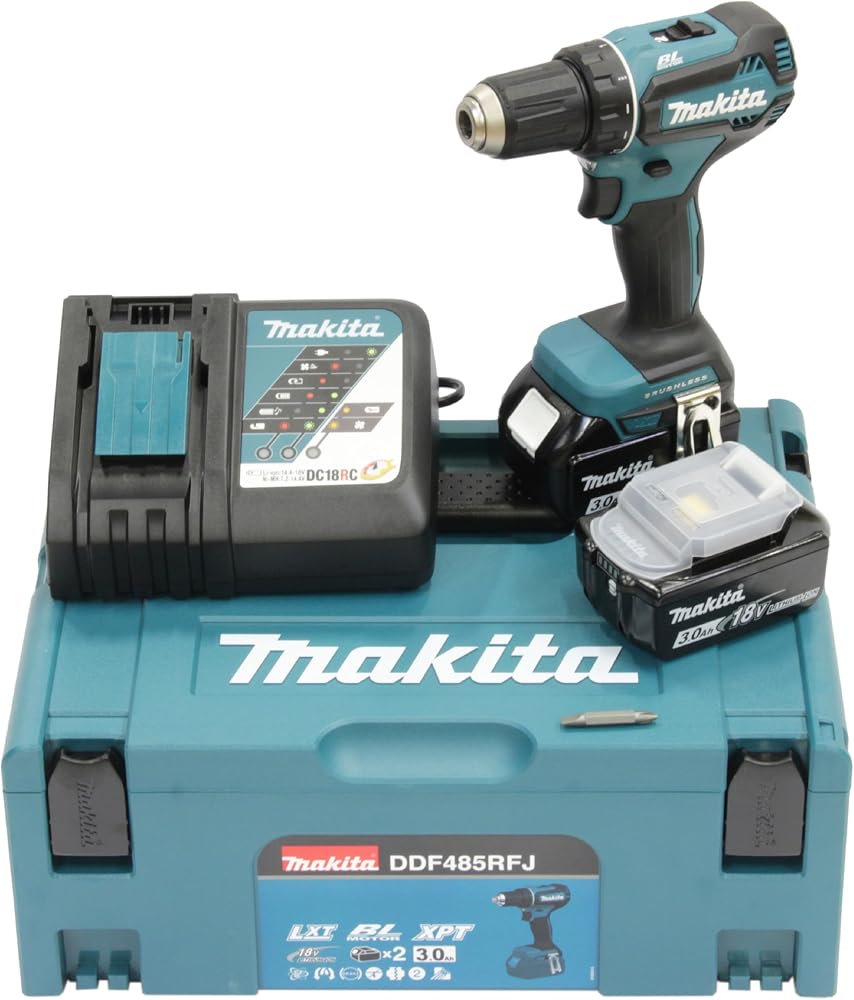 Perceuse-visseuse Makita DDF485 18 V LXT brushless en coffret Makpac