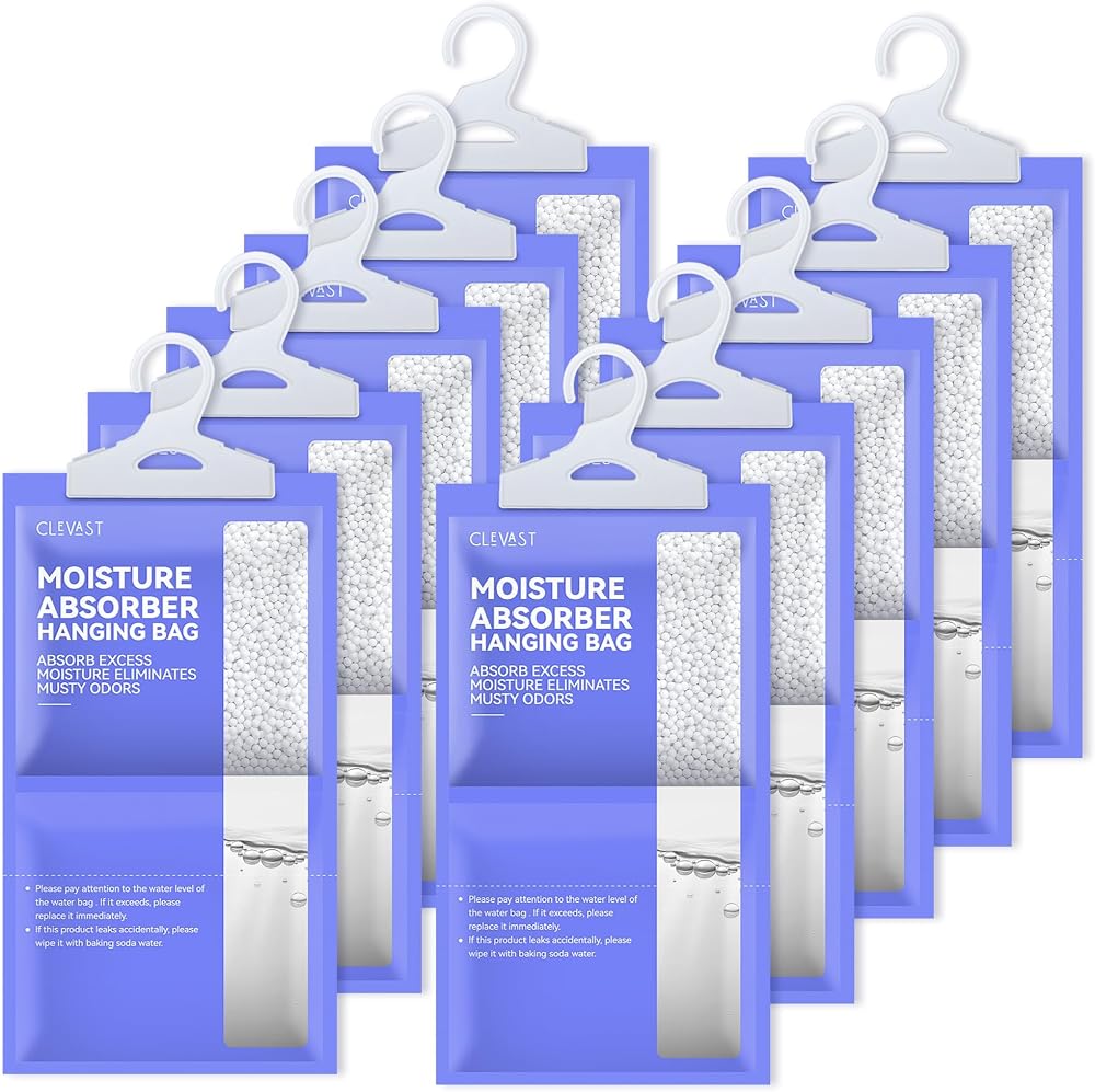 Sachets absorbeurs d’humidité suspendus CLEVAST pour placard et armoire, lot de 10 × 230 g